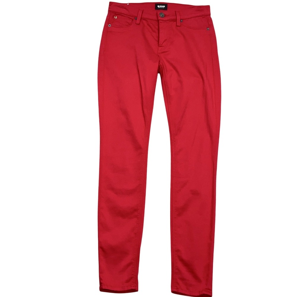 Hudson Nico Jeans Women 26 28W 30L‎ Red Mid-Rise Super Skinny Denim Stretch USA